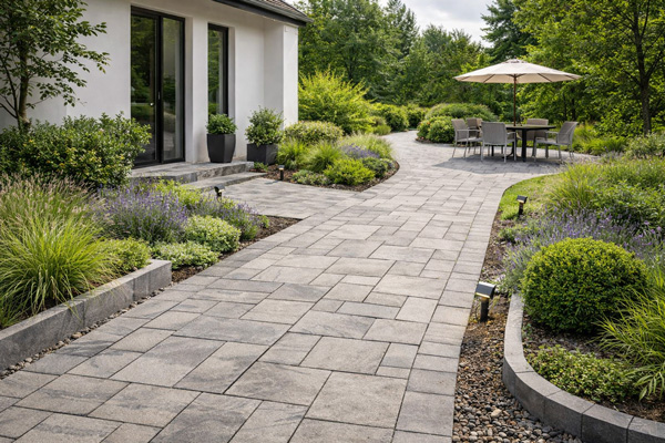 Allée-moderne-et-jardin-verdoyant